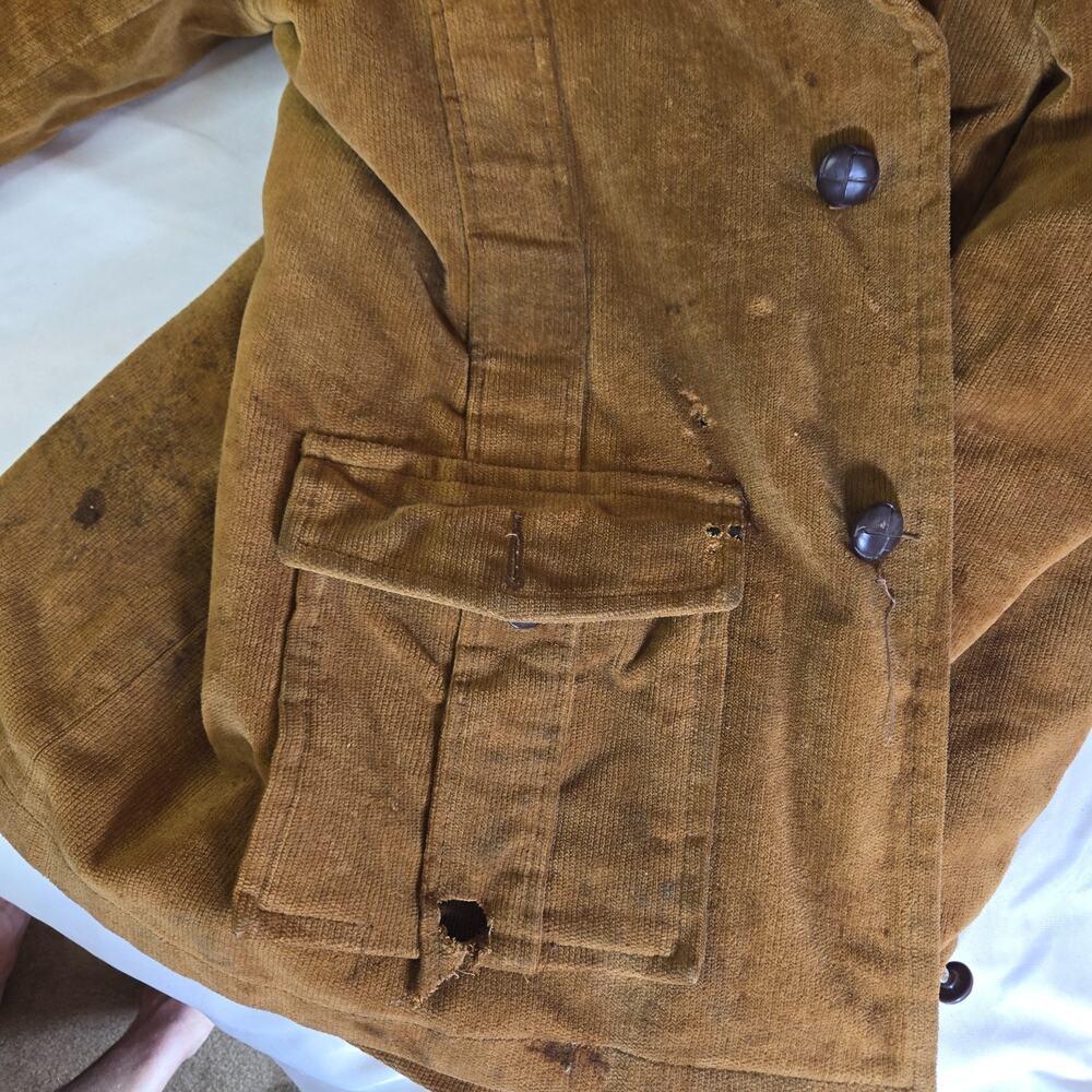 Vintage Distressed Corduroy Coat Put On Show Halloween Costume Prop Sz 22 Brown - Picture 12 of 16
